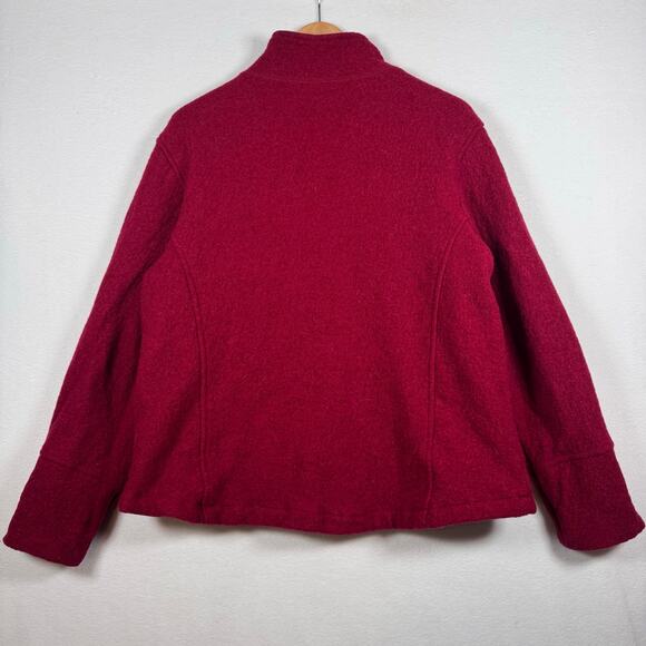 Woolrich Jacket Womens XL Red Wool Full Zip Grip Waist Mesh Lined Coat Mock Neck - Picture 2 of 13